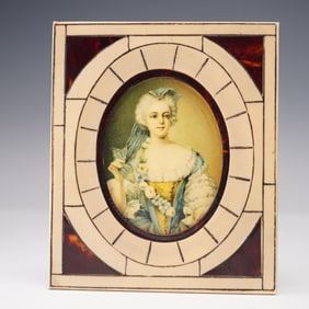 Miniature Portrait with Inlaid Frame and Tortoiseshell Panels