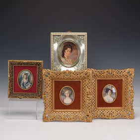 4pc Cameo Creations Miniature Portraits in Ornate Frames