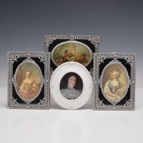 4pc Victorian Style Framed Miniature Portraits