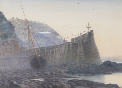 Original Watercolor of Clovelly, Devon, Signed Charles J. Smart