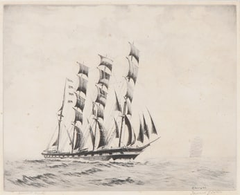 Frederick L. Owen, Framed Etching on Paper, Homeward Bound, Signed