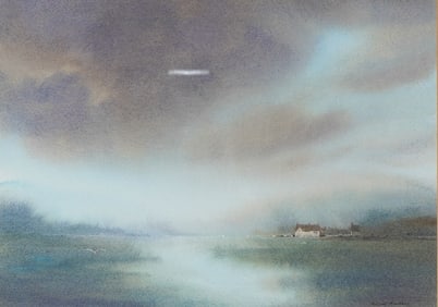 Edward Emerson, Original Watercolor Landscape on Paper, Signed