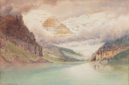 Thomas Mower Martin RCA, Watercolor, Lake Louise, Canadian Rockies, Signed