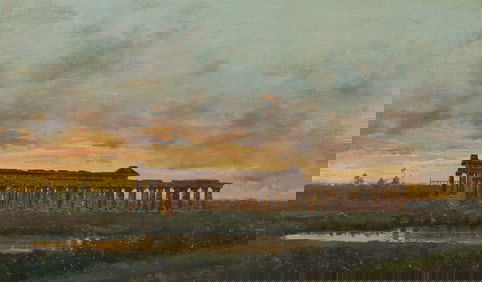 Vincenzo Loria (1849-1939) Signed Oil on Panel, Temple of Hera