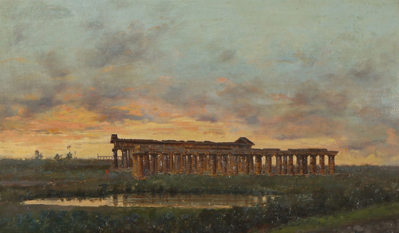 Vincenzo Loria (1849-1939) Signed Oil on Panel, Temple of Hera (1 of 5)
