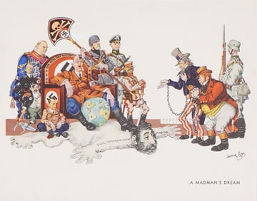 Arthur Szyk WWII Political Cartoon Print, A Madman's Dream
