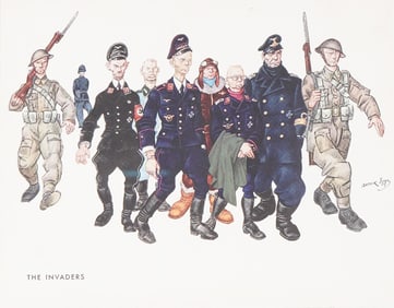 Arthur Szyk WWII Political Cartoon Print, The Invaders