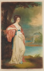 Elizabeth Gulland after George Romney, Hand-Colored Mezzotint, Signed