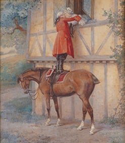 Jean Louis Ernest Meissonier, Watercolor on Board, Secret Lovers, Signed