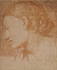 Pietro Antonio de Pietri (Attr.) Red Chalk Drawing on Paper, Signed
