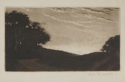 Joseph Kirkpatrick, Original Etching on Paper, Sunset Landscape, Signed