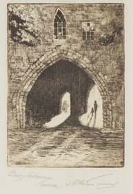 William McAllister Turner, Etching on Paper, Abbey Gateway Chester, Signed