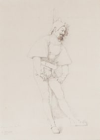 Charles Edouard Delort, Original Drawing, Jester, Signed & Dedicated