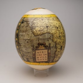 Decorated Ostrich Egg, Africae Nova Descriptio Map