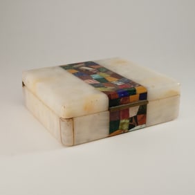 Inlaid Stone Cigarette Box, Saks Fifth Avenue