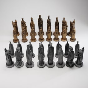 32pc Peter Ganine Gothic Style Figural Chess Set 1962