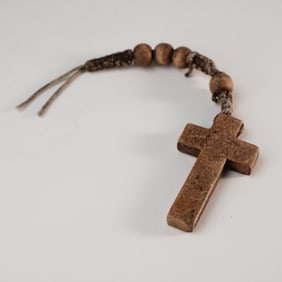 Antique Wooden Cross with Beading
