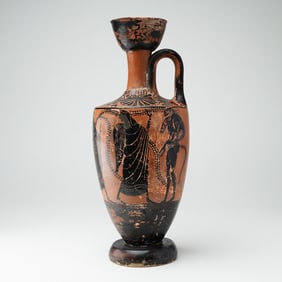 Ancient Attic Greek Black-Figure Lekythos of Satyrs and Maenads