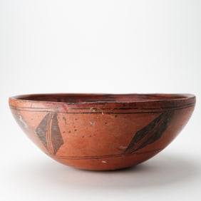 Native American Black-on-Red Pottery Bowl