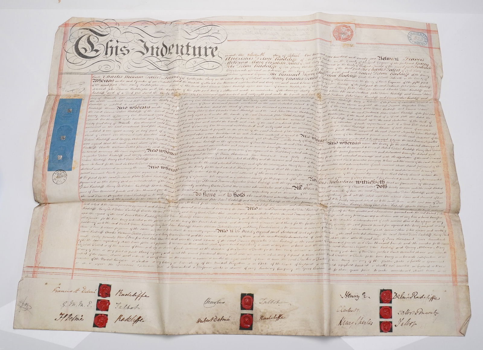 3pc Early 19th Century Deeds and Lease Documents: A set of three early 19th century legal documents. The first is dated 1817 and pertains to Robert Longden Esquire. The second is a lease agreement between William Frederick Moyser as the first party a