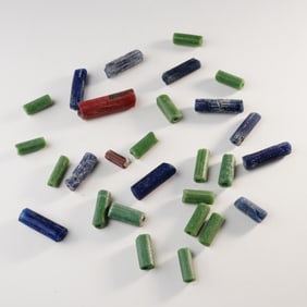 28pcs of Afghanistan Red, Blue, and Green Tribal Beads