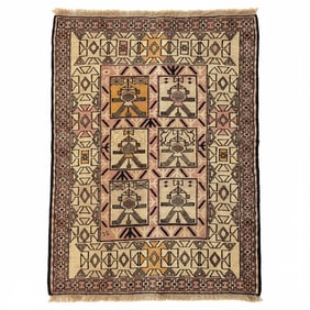 Tajik Afghan Hand-Knotted Tribal Wool Rug