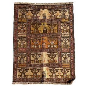 Tajik Afghan Hand-Knotted Tribal Wool Rug