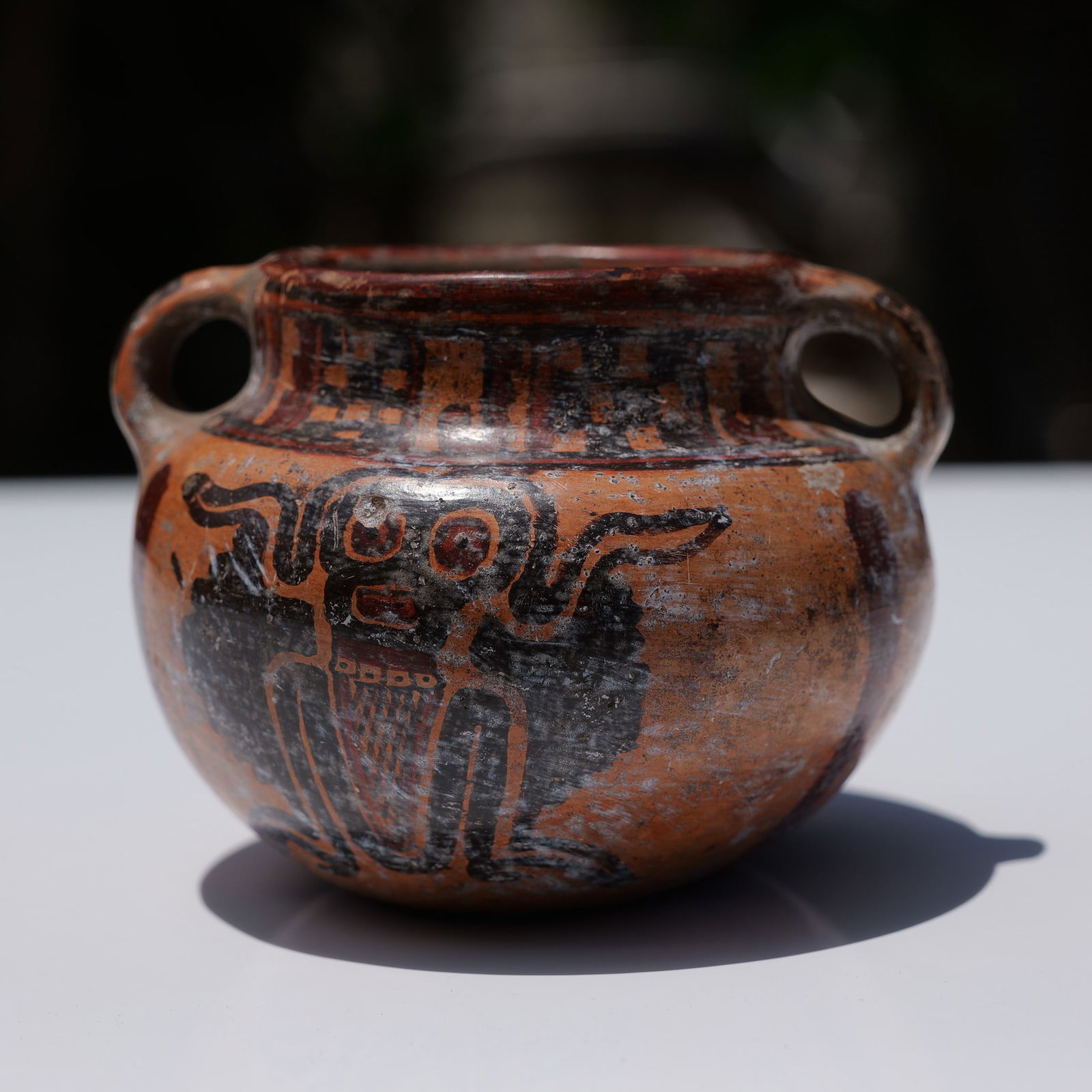 Pre-Columbian Pottery Polychrome Anthropomorphic Motif Vase (1 of 5)