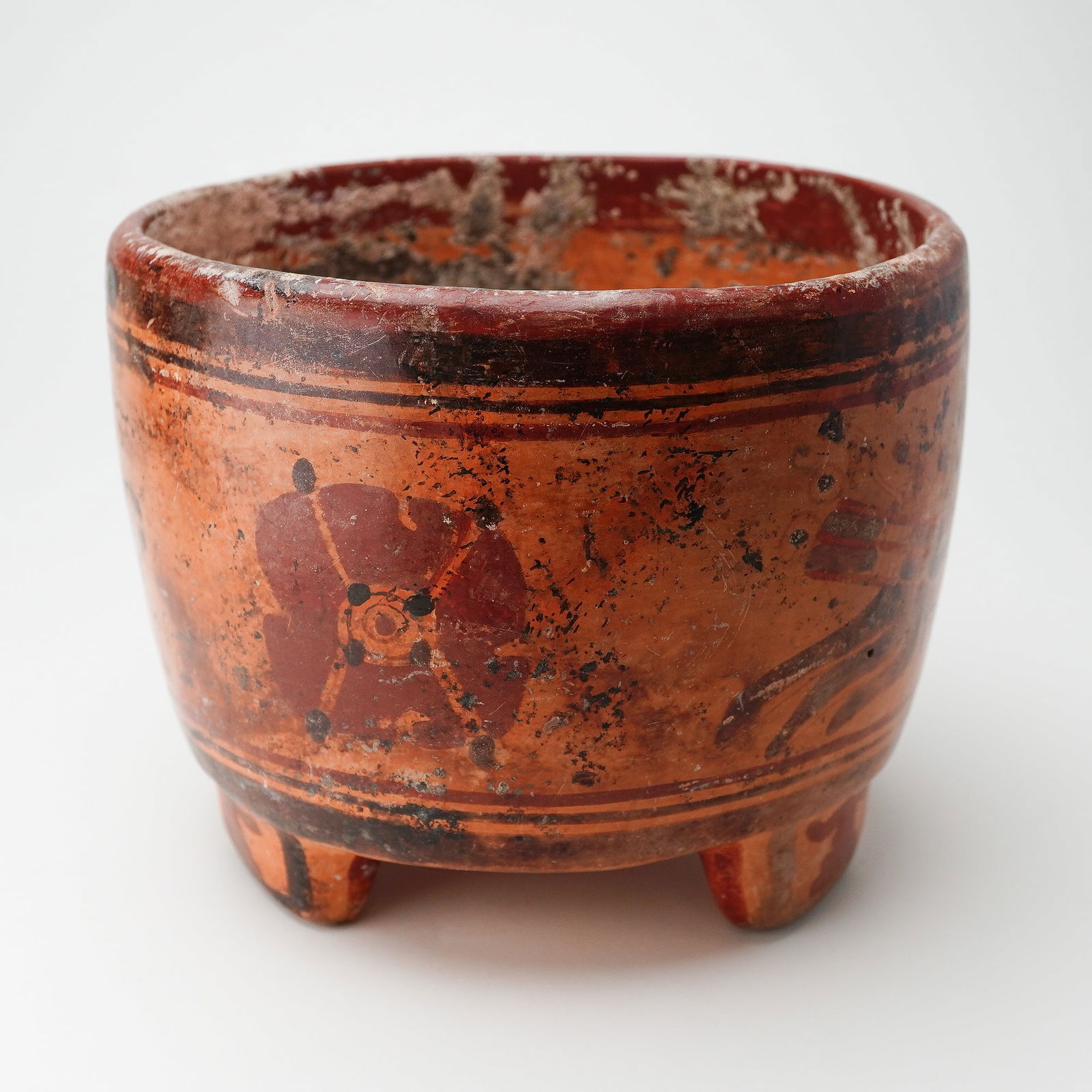 Pre-Columbian Polychrome Cylindrical Tripod Vessel (1 of 9)