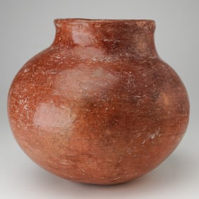 Small Pre-Columbian Globular-Shaped Redware Pottery Jar
