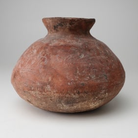 Small Pre-Columbian Red Earthenware Bottle-Shaped Vessel