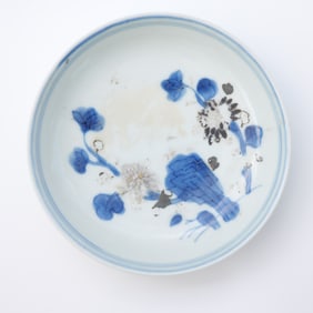 1752 Nanking Cargo Shipwreck Chinese Porcelain Saucer, Chrysanthemum Rock
