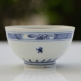 1752 Nanking Cargo Shipwreck Chinese Ming Period White and Blue Bowl
