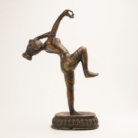 Bronze Thai Temple Dancer Sculpture, 18th-Early 20th Century