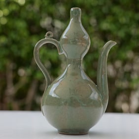 Chinese Celadon Ware Ceramic Double-Gourd Ewer