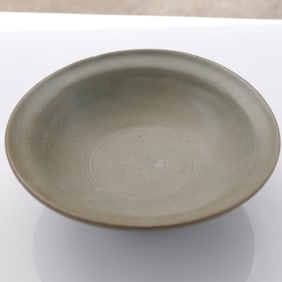 Chinese Celadon Ware Pottery Floral Bowl