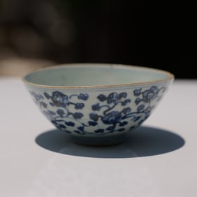 Chinese Blue and Gild Floral Bowl