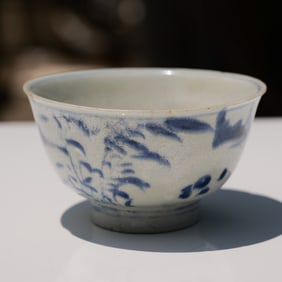 Chinese Blue and White Lake Scene Porcelain Bowl