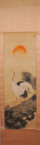 Japanese Hanging Scroll Painting, Red-Crowned Cranes