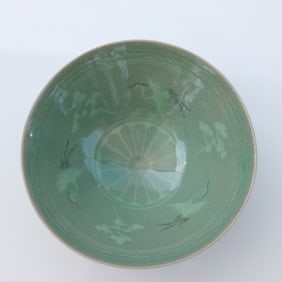 Korean Celadon Ware Ceramic Crane Bowl