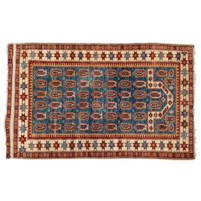 Early Caucasian Kazak Hand-Knotted Wool Prayer Rug