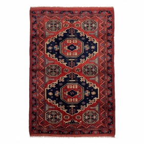 Caucasian Kazak Hand-Knotted Wool Rug