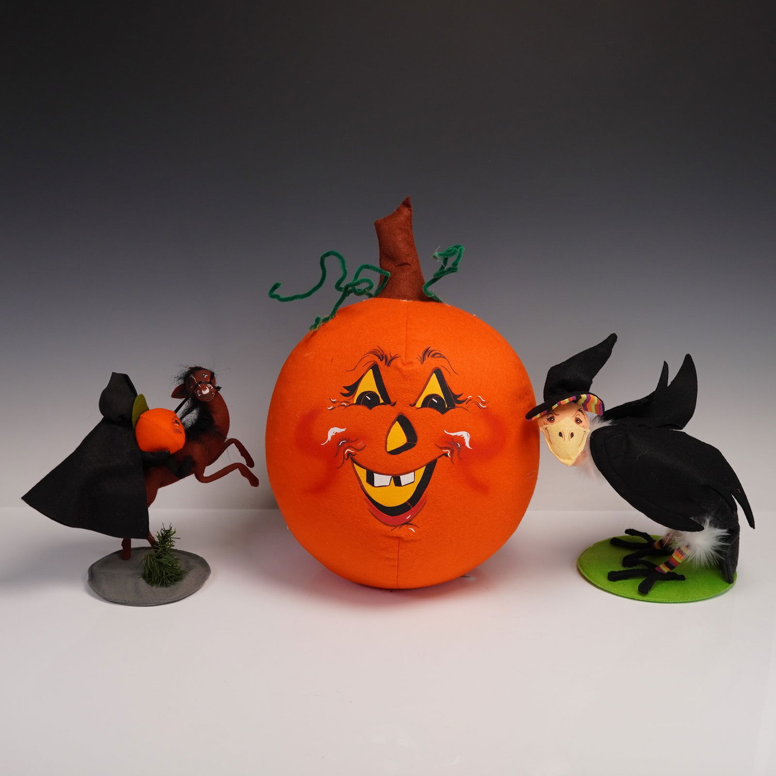 3pc Annalee Halloween Figures, Headless Horseman, Pumpkin, Vulture (1 of 9)