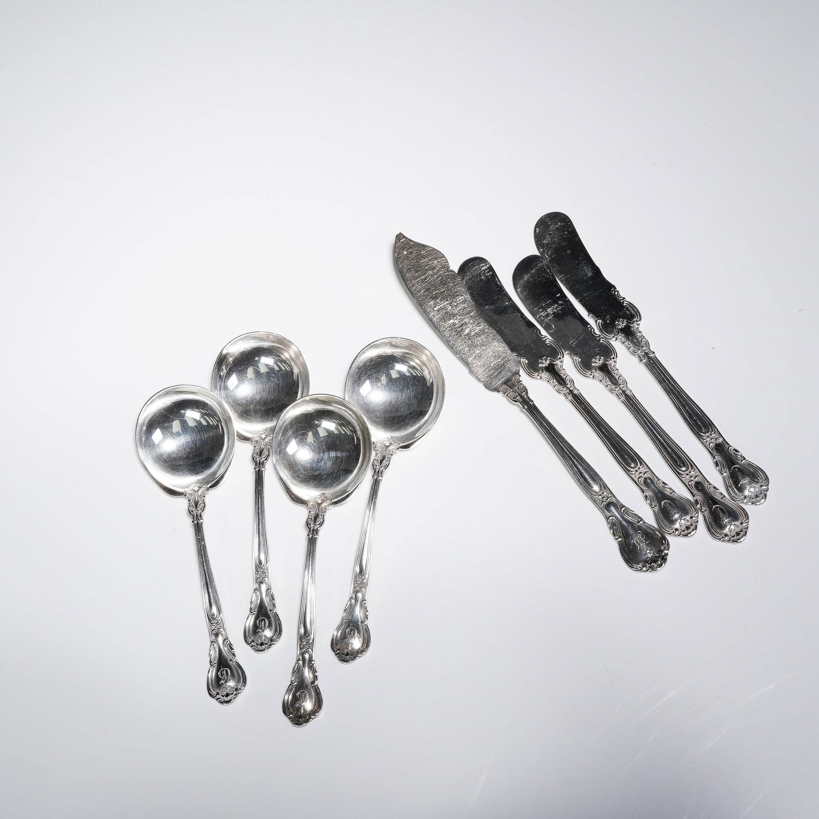 8pc Gorham Chantilly Sterling Silver Dining Knife and Soup Spoon set (1 of 5)