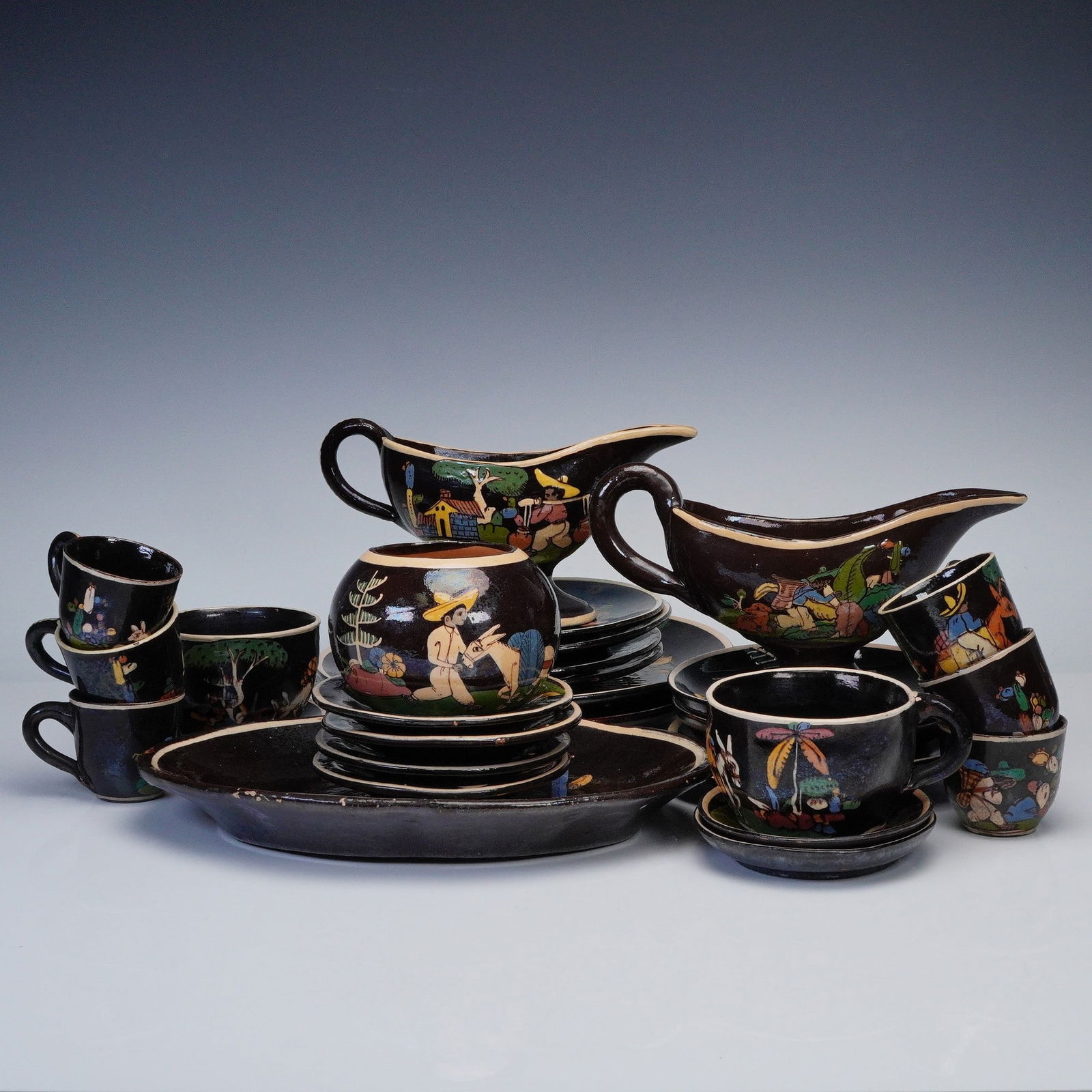 30pc Redware Folk Dinnerware Set (1 of 8)