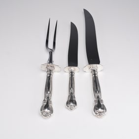 3pc Gorham Sterling Silver and Stainless Carving Set, Chantilly