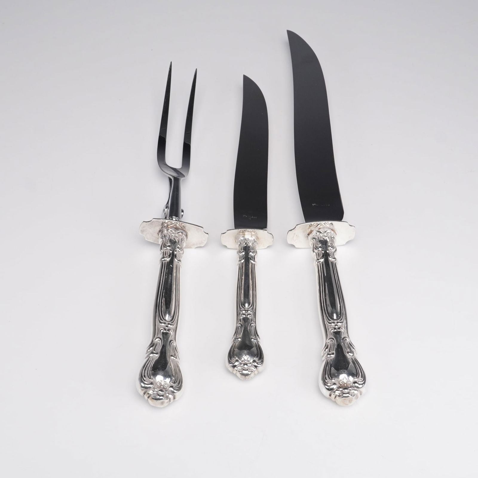 3pc Gorham Sterling Silver and Stainless Carving Set, Chantilly (1 of 10)