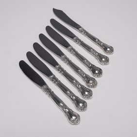 7pc Gorham Sterling Chantilly Master Butter with Butter Knives