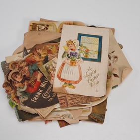 52pc Antique Chromolithograph Prints, Advertising Cards, Victorian to Early