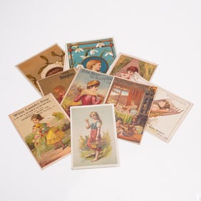 10pc Antique Chromolithography Ephemera, Advertising & Postcards